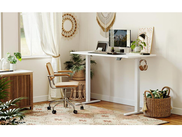CubiCubi Electric Standing Desk, 48 x 24 Inches Height Adjustable Sit Stand Desk, Ergonomic Home Office Computer Workstation, Black
