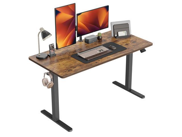 CubiCubi Electric Standing Desk, 55 x 24 Inches Height Adjustable Sit Stand Desk, Ergonomic Home Office Computer Workstation, Rusticbrown