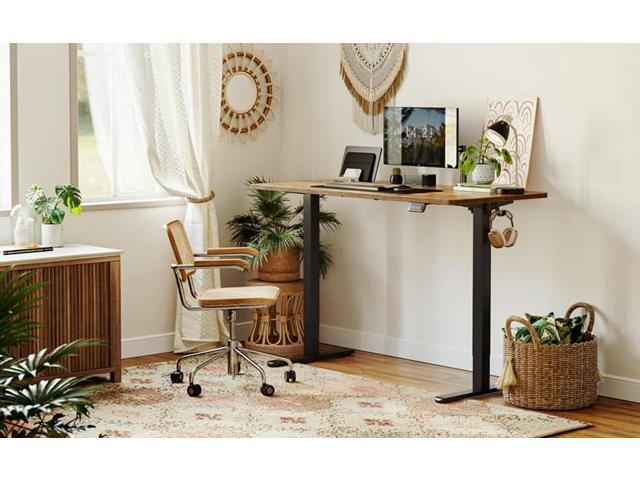 CubiCubi Electric Standing Desk, 55 x 24 Inches Height Adjustable Sit Stand Desk, Ergonomic Home Office Computer Workstation, Rusticbrown