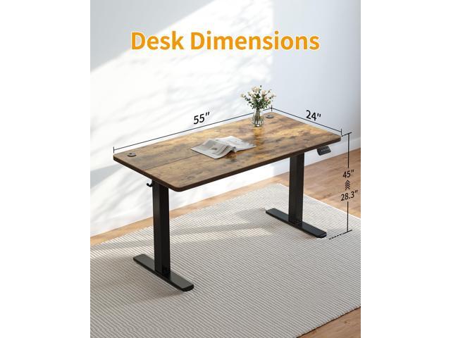 CubiCubi Electric Standing Desk, 55 x 24 Inches Height Adjustable Sit Stand Desk, Ergonomic Home Office Computer Workstation, Rusticbrown