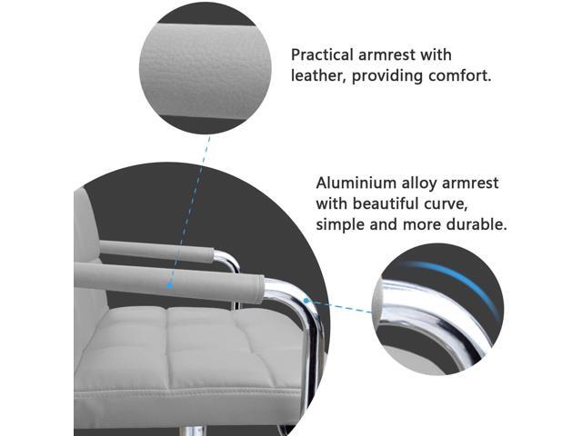 JUMMICO Modern Office Vanity Chair - PU Leather Mid-Back Rolling Chair for Office, Teen, and Bedroom Desks (Gray)