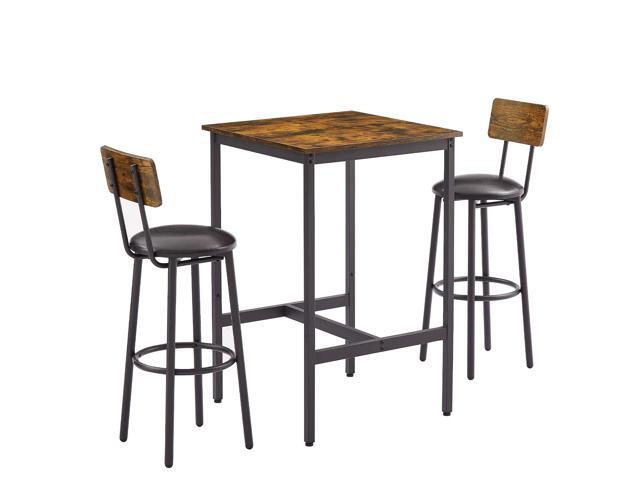 GNIXUU 3-Piece Small Bar Table and Chairs Set, Bar Set with Square Table and PU Stools, Breakfast Coffee Table for 2 with Footrest and for Home &...