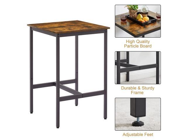 GNIXUU 3-Piece Small Bar Table and Chairs Set, Bar Set with Square Table and PU Stools, Breakfast Coffee Table for 2 with Footrest and for Home &...
