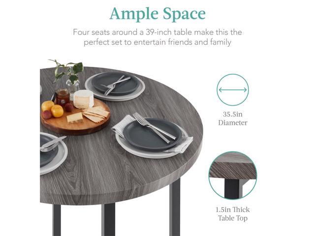 Best Choice Products 5-Piece Modern Round Counter Height Dining Set for Home Kitchen, Dining Room w/ 4 Chairs, 1.5in Thick Table - Gray