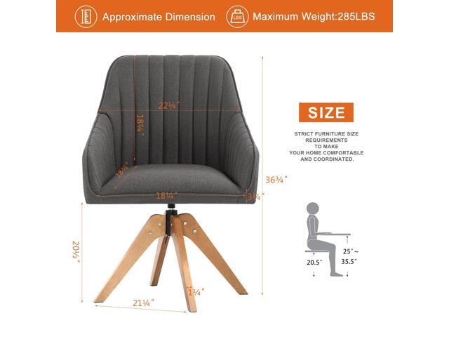 Furniliving Mid Century Modern Accent Chair, 36.8 Inch Upholstered Swivel Chair for Living Room with Arms Home Office Desk Chair for Bedroom Wood...