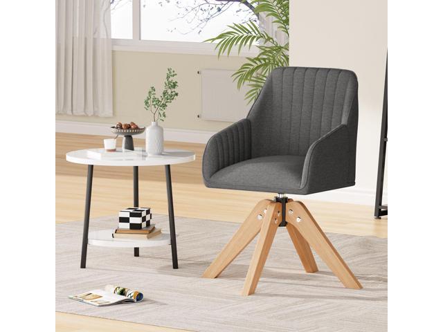 Furniliving Mid Century Modern Accent Chair, 36.8 Inch Upholstered Swivel Chair for Living Room with Arms Home Office Desk Chair for Bedroom Wood...