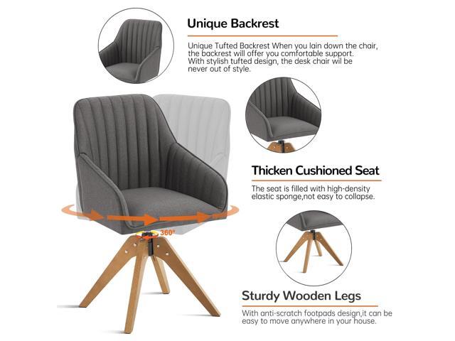 Furniliving Mid Century Modern Accent Chair, 36.8 Inch Upholstered Swivel Chair for Living Room with Arms Home Office Desk Chair for Bedroom Wood...