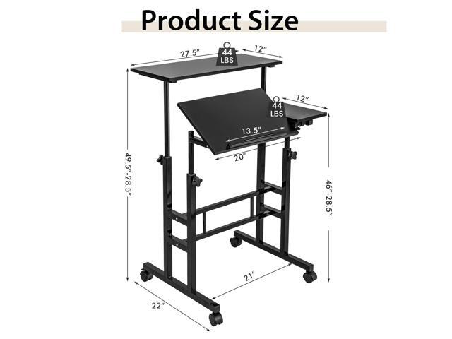 Tangkula Mobile Stand Up Desk, Height Adjustable Home Office Desk with Standing & Seating 2 Modes, Tilting Tabletop & Flexible Wheels, Rolling...