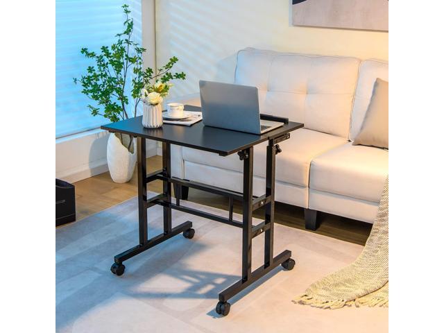 Tangkula Mobile Stand Up Desk, Height Adjustable Home Office Desk with Standing & Seating 2 Modes, Tilting Tabletop & Flexible Wheels, Rolling...
