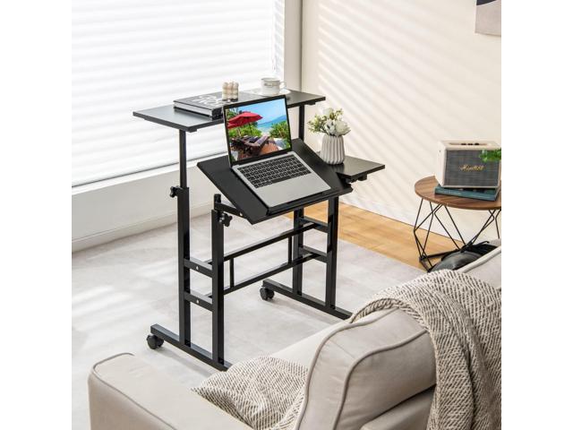 Giantex Mobile Standing Desk, Height Adjustable Stand Up Desk with Wheels & Tilting Tabletop, Rolling Laptop Cart Computer Workstation for Standing...