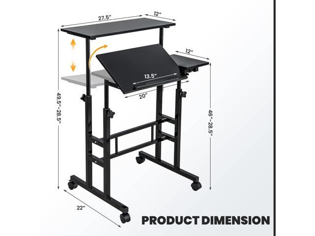 Giantex Mobile Standing Desk, Height Adjustable Stand Up Desk with Wheels & Tilting Tabletop, Rolling Laptop Cart Computer Workstation for Standing...