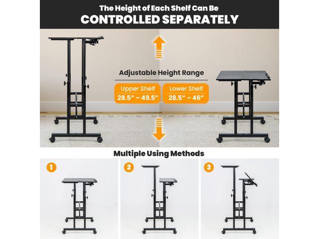 Giantex Mobile Standing Desk, Height Adjustable Stand Up Desk with Wheels & Tilting Tabletop, Rolling Laptop Cart Computer Workstation for Standing...