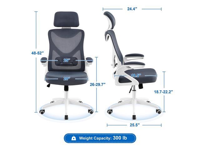 Yaheetech Ergonomic Mesh Office Chair, High Back Desk Chair with flip-up Armrests, Adjustable Padded Headrest Lumbar Support for Home Oiffce Game...