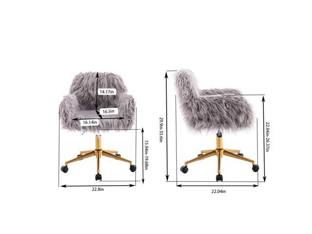 KCC Fluffy Office Desk Chair, Faux Fur Modern Swivel Armchair with Wheels, Soft Comfy Fuzzy Elegant Accent Makeup Vanity Chairs for Women Girls,...