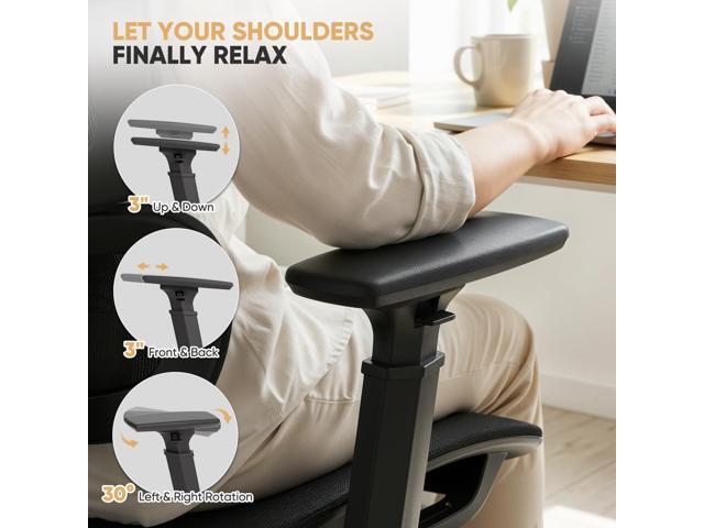 Magshion Ergonomic Office Chair, High Back Desk Chair with Adjustable Headrest, 3D Armrests, Tilt Lock and Lumbar Support, Mesh Computer Chair for...