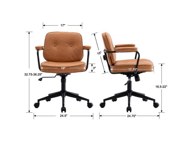DUOMAY Retro Home Office Computer Desk Chair with Armrest, Modern PU Leather Mid Back Swivel Task Chair Rolling Adjustable Office Guest Chair for...