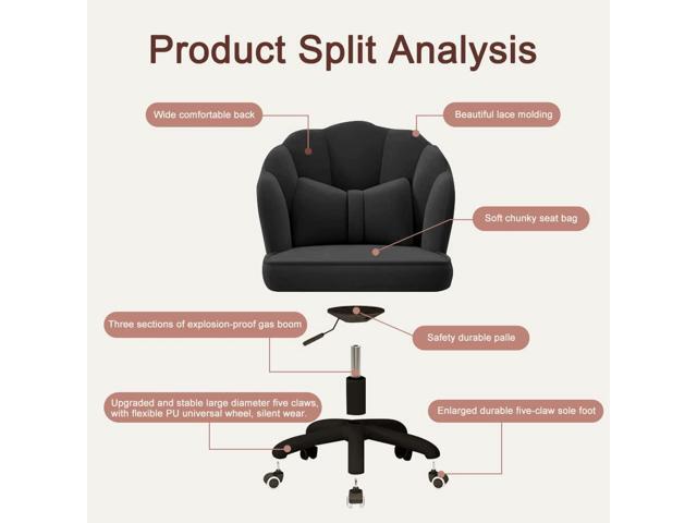 Vanity Chair with Wheels Velvet Petal Desk Chair Upholstered Tufted Home Office Chair for Women Girls, Height Adjustable Makeup Task Chair for...