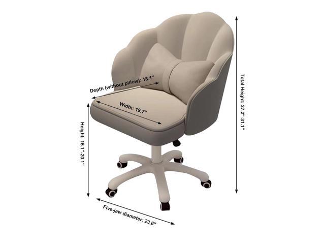 Vanity Chair with Wheels Velvet Petal Desk Chair Upholstered Tufted Home Office Chair for Women Girls, Height Adjustable Makeup Task Chair for...