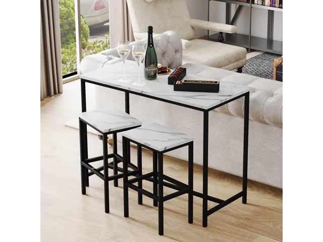 Yongchuang 3 Piece Bar Table Set, White Bar Table and Chairs Set for 2, Modern Counter Height Bar Table with 2 Stools for Kitchen, Dining Room High...