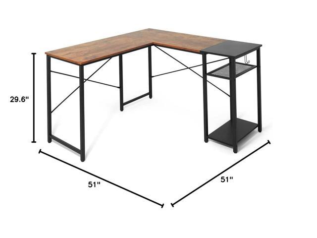 CAPHAUS 51 Inch L-Shaped Desk with 2-Tier Shelves & 220lbs Capacity - Home Office/Gaming/Study Corner Workstation, Easy Assembly, P2 Board,...
