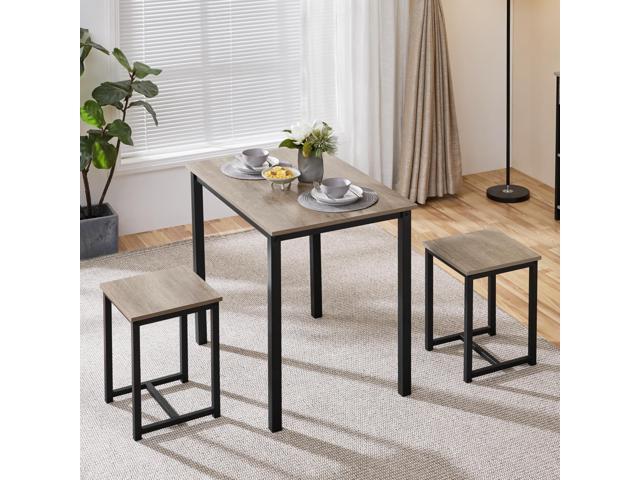 Yaheetech 3 Piece Dining Table Set - Kitchen Table & Chair Sets for 2 - Compact Table w/ 2 Stools & Space Saving Design for Dining Room Living Room...