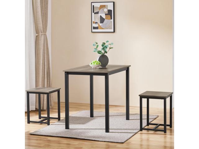 Yaheetech 3 Piece Dining Table Set - Kitchen Table & Chair Sets for 2 - Compact Table w/ 2 Stools & Space Saving Design for Dining Room Living Room...
