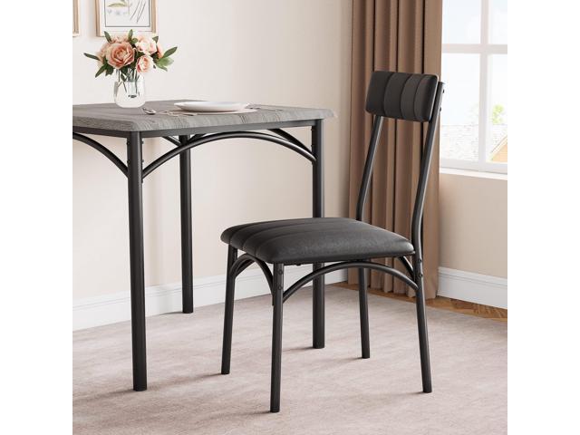 Amyove Modern Rustic Gray Square Dining Set, 29.2' L x W 30.1' H Table, 33.7' 18.4' 17' Chairs, 2 Person, Metal & MDF, Easy Assembly, Space-Saving