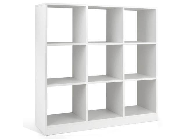 Giantex 9-Cube Bookcase White - 4-Tier Freestanding Open Bookshelf with Anti-Tipping Kit, Modern Floor Display Shelving, Wood Cube Storage...