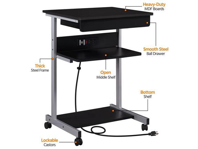 Yaheetech 22 in Laptop Computer Table Home Office Desk with Power Outlet for Small Space, Mobile Compact Corner Workstation with Charging Station...