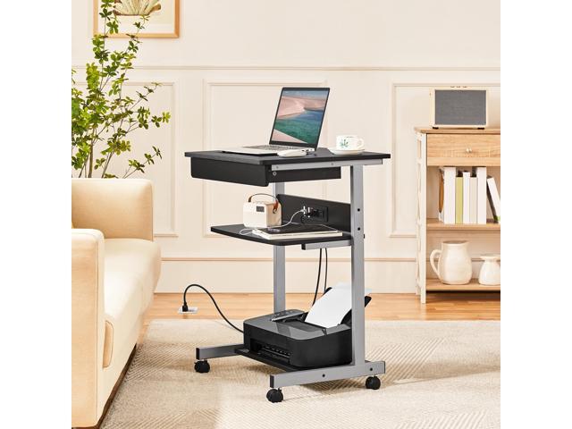 Yaheetech 22 in Laptop Computer Table Home Office Desk with Power Outlet for Small Space, Mobile Compact Corner Workstation with Charging Station...
