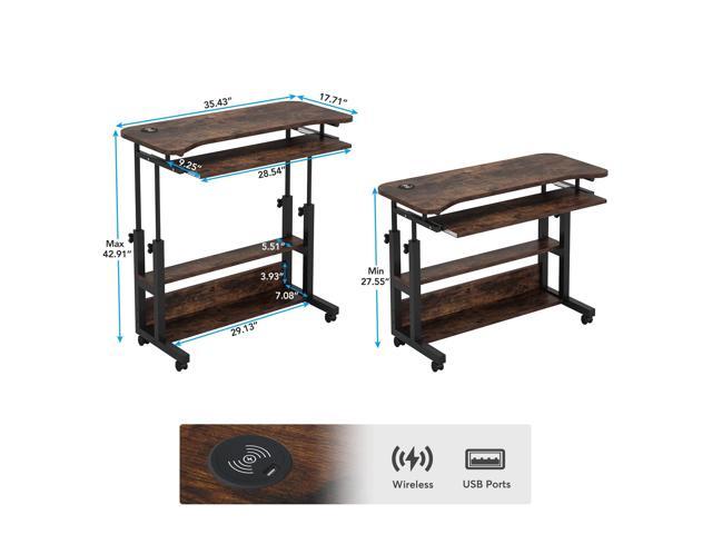 Tribesigns Portable Desk with Power Outlets, Height Adjustable Side Table Sofa Couch Bedside Laptop Computer Cart with USB Charging Ports, Mobile...