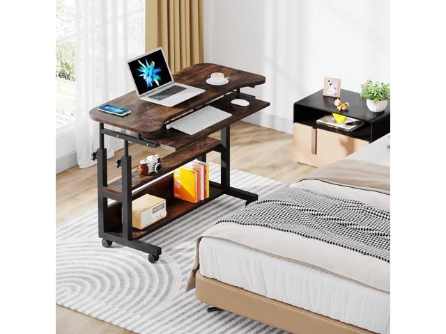 Tribesigns Portable Desk with Power Outlets, Height Adjustable Side Table Sofa Couch Bedside Laptop Computer Cart with USB Charging Ports, Mobile...