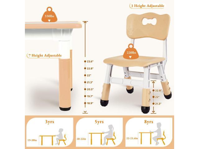 Arlopu Kids Table and 4 Chairs, Height Adjustable Toddler Desk & Chair Set, Anti-Slip Legs, Graffiti Desktop, Children Large Multi-Activity Table...