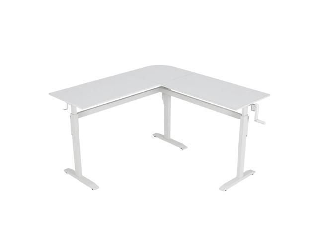UNICOO L Shaped Crank Height Adjustable Standing Desk, Sit to Stand up Corner Desk, L-Shaped Standing Workstation (XJH-LC-White-2 Packages)
