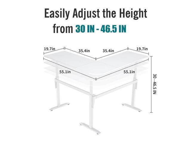 UNICOO L Shaped Crank Height Adjustable Standing Desk, Sit to Stand up Corner Desk, L-Shaped Standing Workstation (XJH-LC-White-2 Packages)
