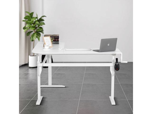 UNICOO L Shaped Crank Height Adjustable Standing Desk, Sit to Stand up Corner Desk, L-Shaped Standing Workstation (XJH-LC-White-2 Packages)