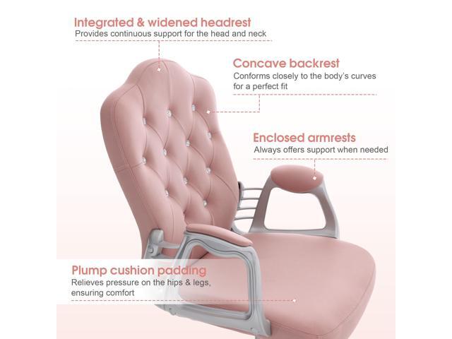BarberPub Adjustable Home Office Chair, Makeup Vanity Lumbar Support Work Chair, Cute Swivel Rolling Nail Station, Ergonomic with Armrest, Computer...