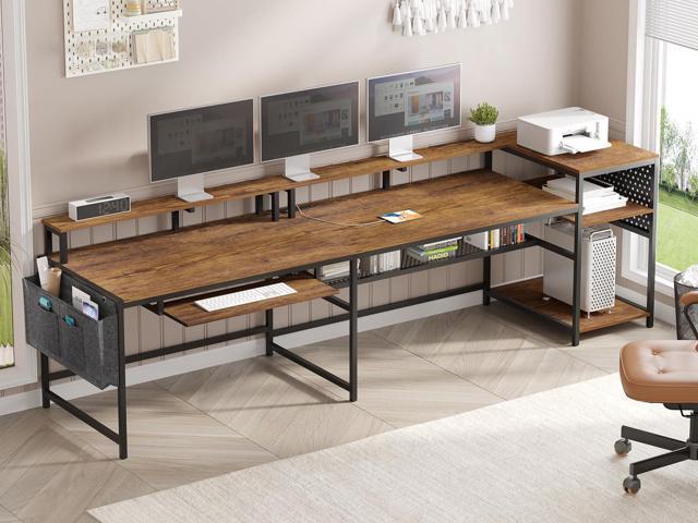 SEDETA L Shaped Computer Desk, Reversible Computer Desks, L Shaped Desk with Power Outlets & LED Strip, Monitor Shelf, Keyboard Tray, Pegboard and...