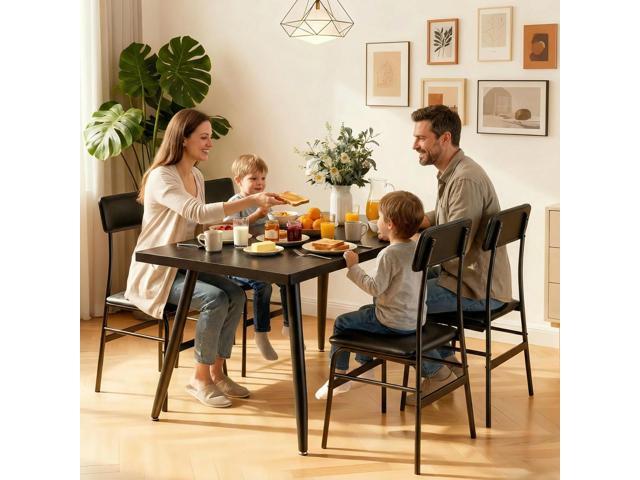 Gizoon Dining Room Table Set for 4, Modern 5 Piece Kitchen Table and Chairs Set, Small Space Comedor de 4 Sillas y Mesa, Wood Top Metal Frame for...
