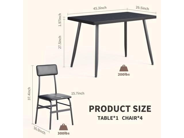 Gizoon Dining Room Table Set for 4, Modern 5 Piece Kitchen Table and Chairs Set, Small Space Comedor de 4 Sillas y Mesa, Wood Top Metal Frame for...
