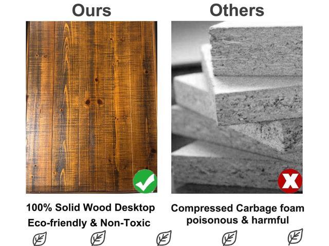 IBF Solid Real Wood 55 Inch Office Computer Desk, Rustic Writing Study Table for Student, Natural Wooden and Metal Gaming Home Office Desk, Rustic...