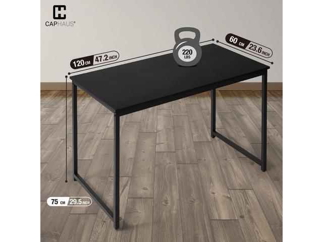 CAPHAUS 47 Inch Modern Computer Desk for Home Office, Gaming & Small Spaces - Compact Black Writing Desk, Easy Assembly, 220 lbs, P2 Board
