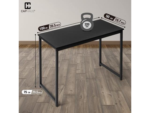 CAPHAUS 40 Inch Small Computer Desk for Home Office, Gaming & Small Spaces - Compact Black Writing Desk, Easy Assembly, 220 lbs, P2 Board