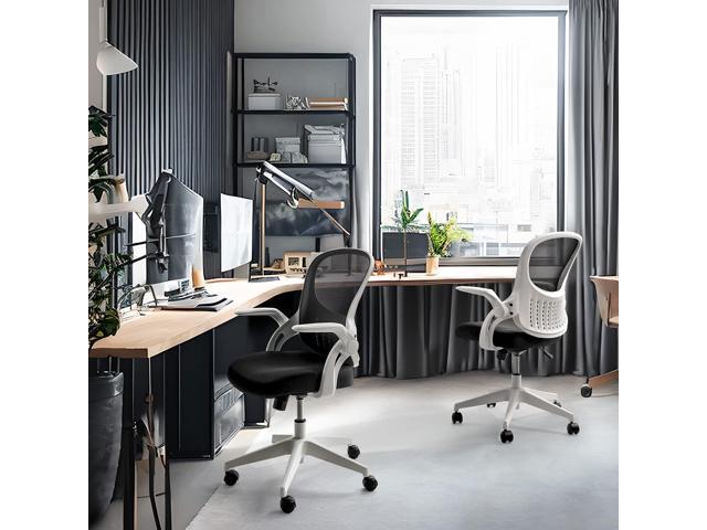 CAPHAUS Ergonomic Flip-Up Office Chair, Breathable Mesh Cushion Desk Chair, Lumbar Support Swivel Task Rolling Chair with Wheels, Adjustable Height...