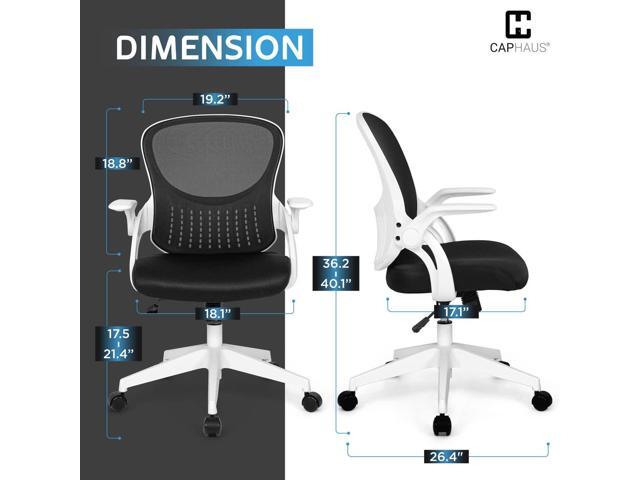 CAPHAUS Ergonomic Flip-Up Office Chair, Breathable Mesh Cushion Desk Chair, Lumbar Support Swivel Task Rolling Chair with Wheels, Adjustable Height...