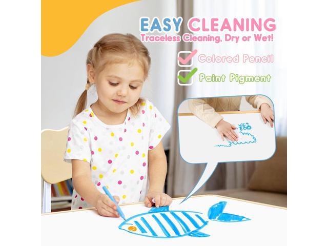 Kids Table & Chair Set with Adjustable Toddler-Safe Non-Slip Legs, Activity & Graffiti-Proof Desktop Ages 3-12