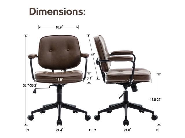 LukeAlon Adjustable Pu Leather Home Office Chair, Comfy 360° Swivel Task Chair with Armrest Modern Thickened Seat Desk Chair Tiltable Computer...