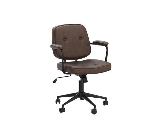 LukeAlon Adjustable Pu Leather Home Office Chair, Comfy 360° Swivel Task Chair with Armrest Modern Thickened Seat Desk Chair Tiltable Computer...