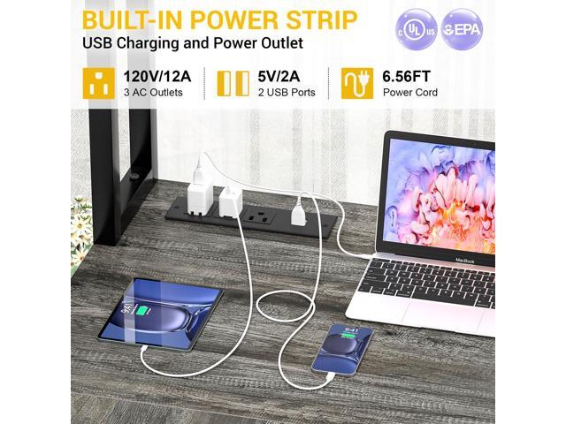 Aheaplus L Shaped Desk with Power Outlet, L Shaped Gaming Desk with Led Light & Hutch, Reversible Home Office Desk, Corner Computer Desk Writing...