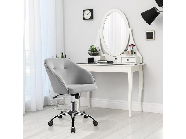 Yaheetech Velvet Desk Vanity Chair with Wheels Back Cute Small Swivel Comfy Computer Chair with Adjustable Height Tilt Angle Upholstered Accent...